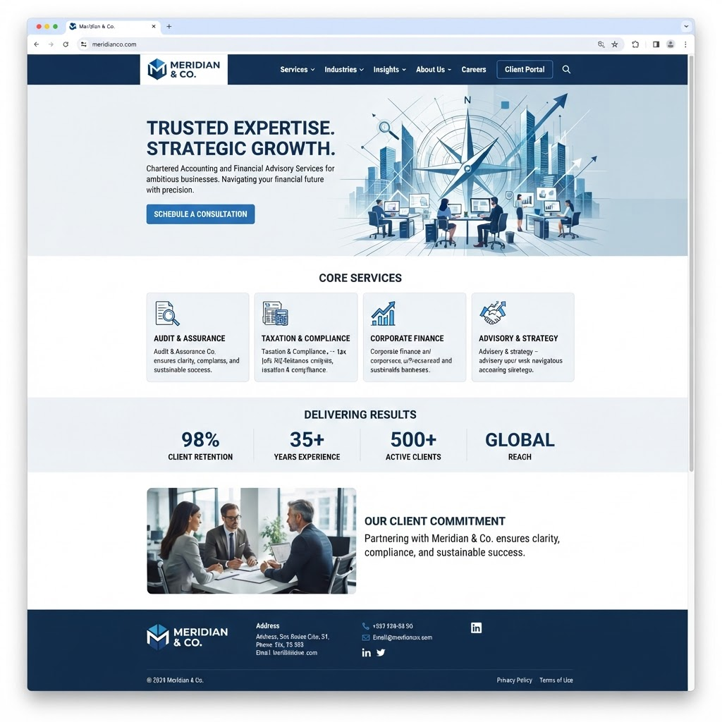 Meridian & Co. website design mockup