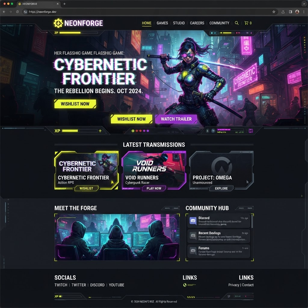 NeonForge website design mockup